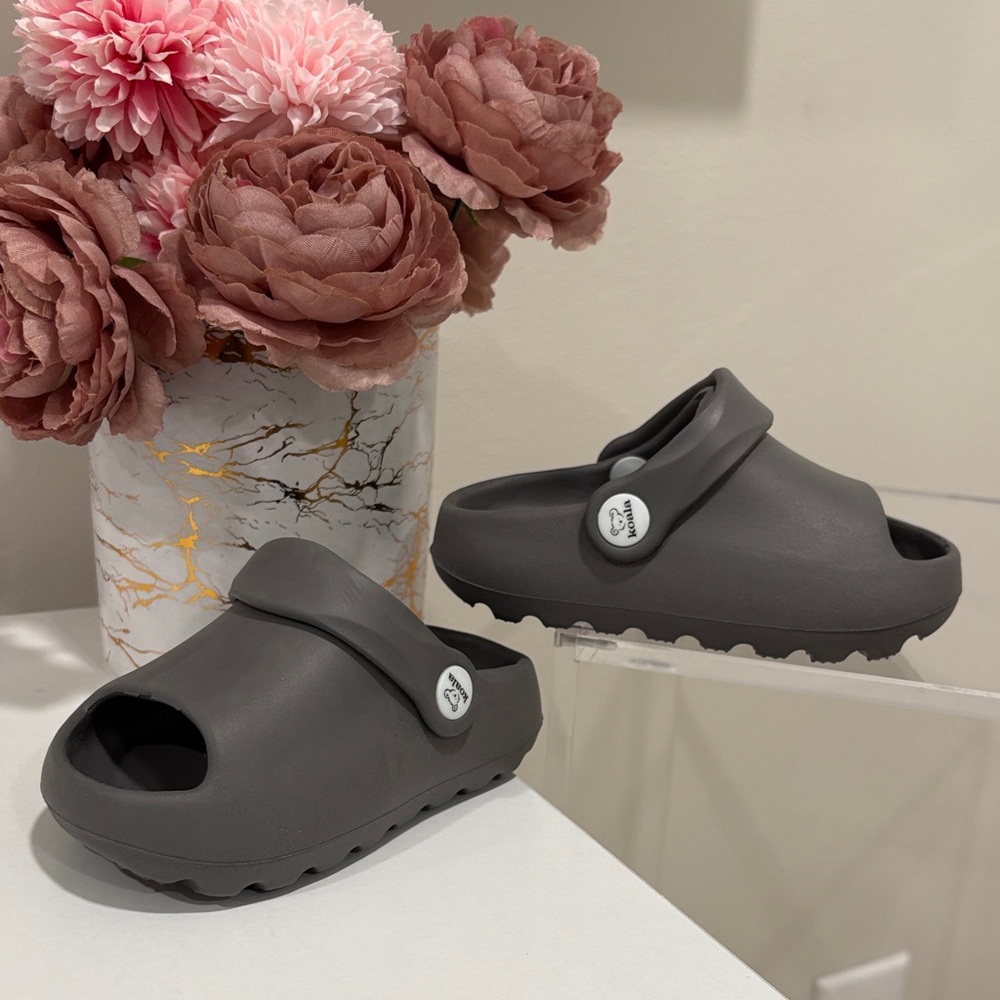 Kids Dark Gray Slip-On Sandals